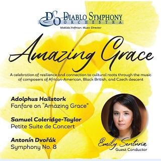 Concert title "Amazing Grace" with photo of guest artist Emily Senturia and program for concert