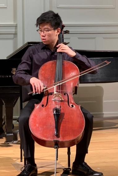 Cellist William Tan in performance