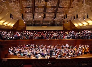 The assembled forces for the "really big concert" at rehearsal Photo by Michael Strickland