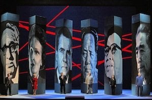 Act III: Patrick Carfizzi (Henry Kissinger), Maria Kanyova (Pat Nixon), Brian Mulligan (Richard Nixon), Simon O'Neill (Mao Tse-Tung), Hye Jung Lee (Chiang Ch'ing), Chen-Ye Yuan (Chou En-lai)