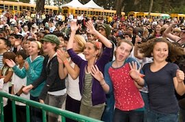 Kids enjoying a performance by MC Hammer in Golden Gate Park